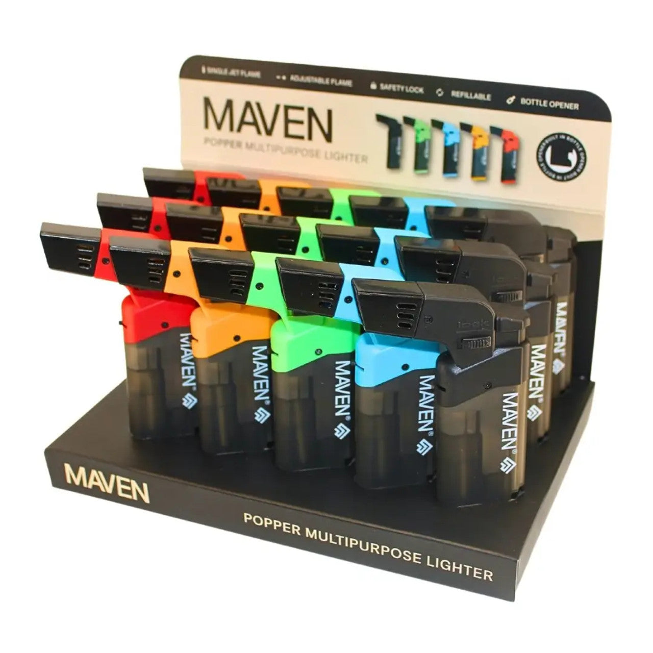 98-1170T Maven | Popper | Transparent | Bottle Opener 15pc/Display