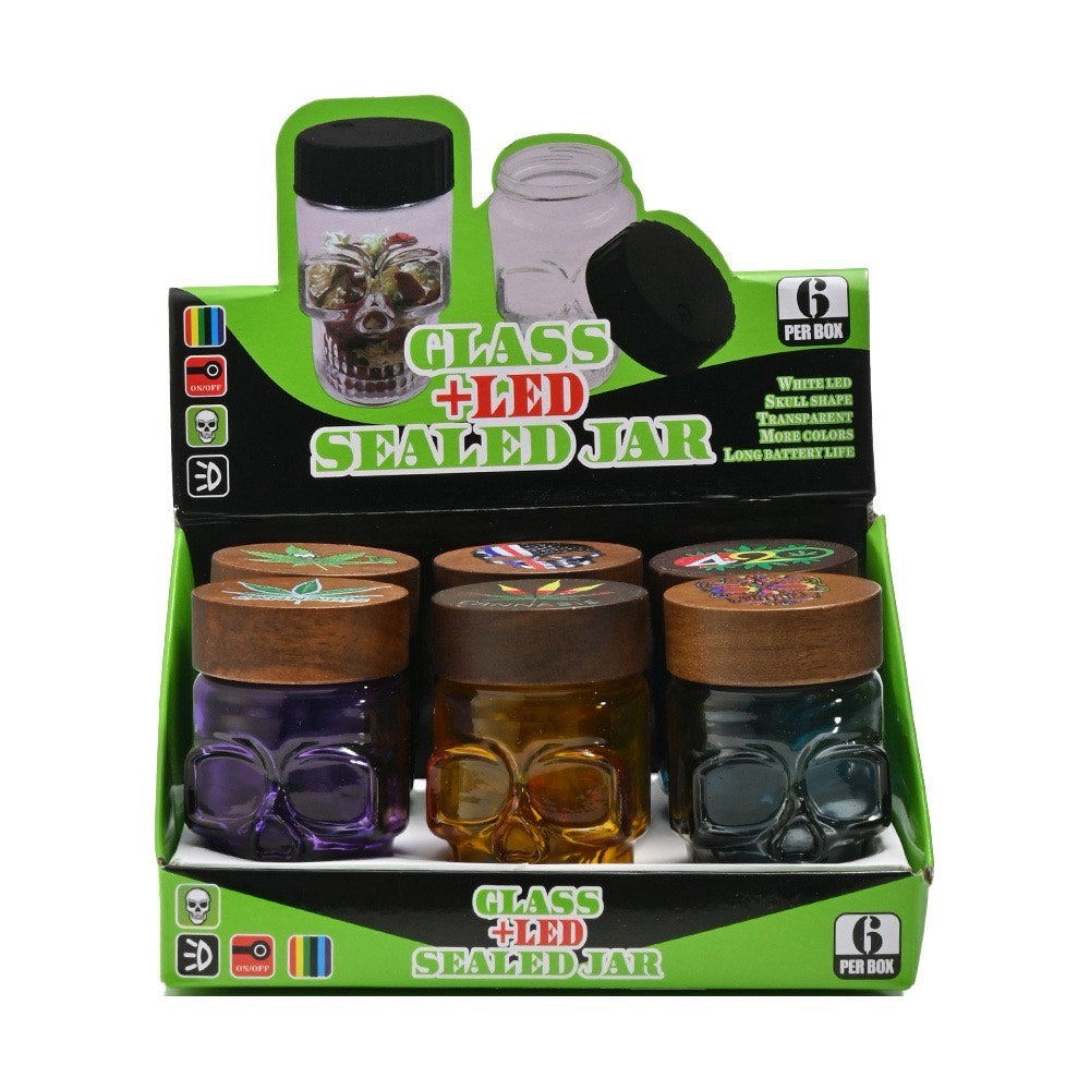 SW3023 Skull Glass Sealed Jars 6ct