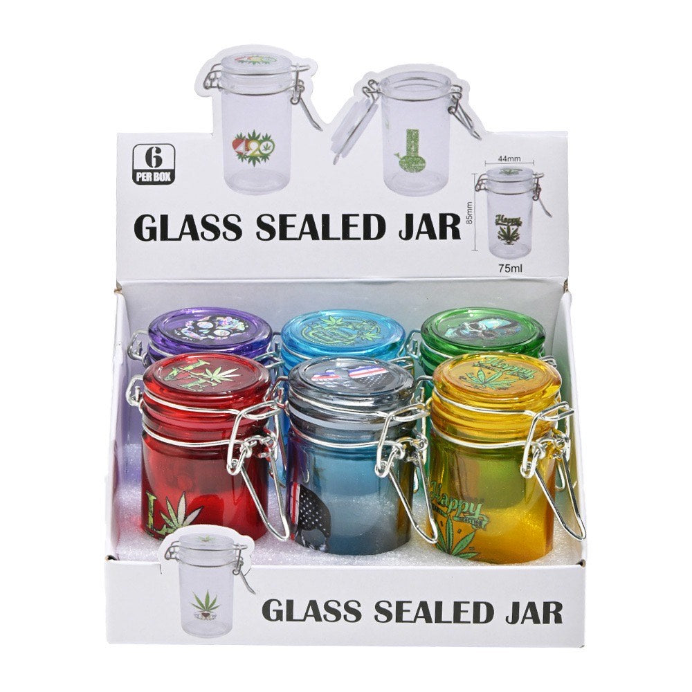 SW3022 Colored Glass Sealed Jars 6ct