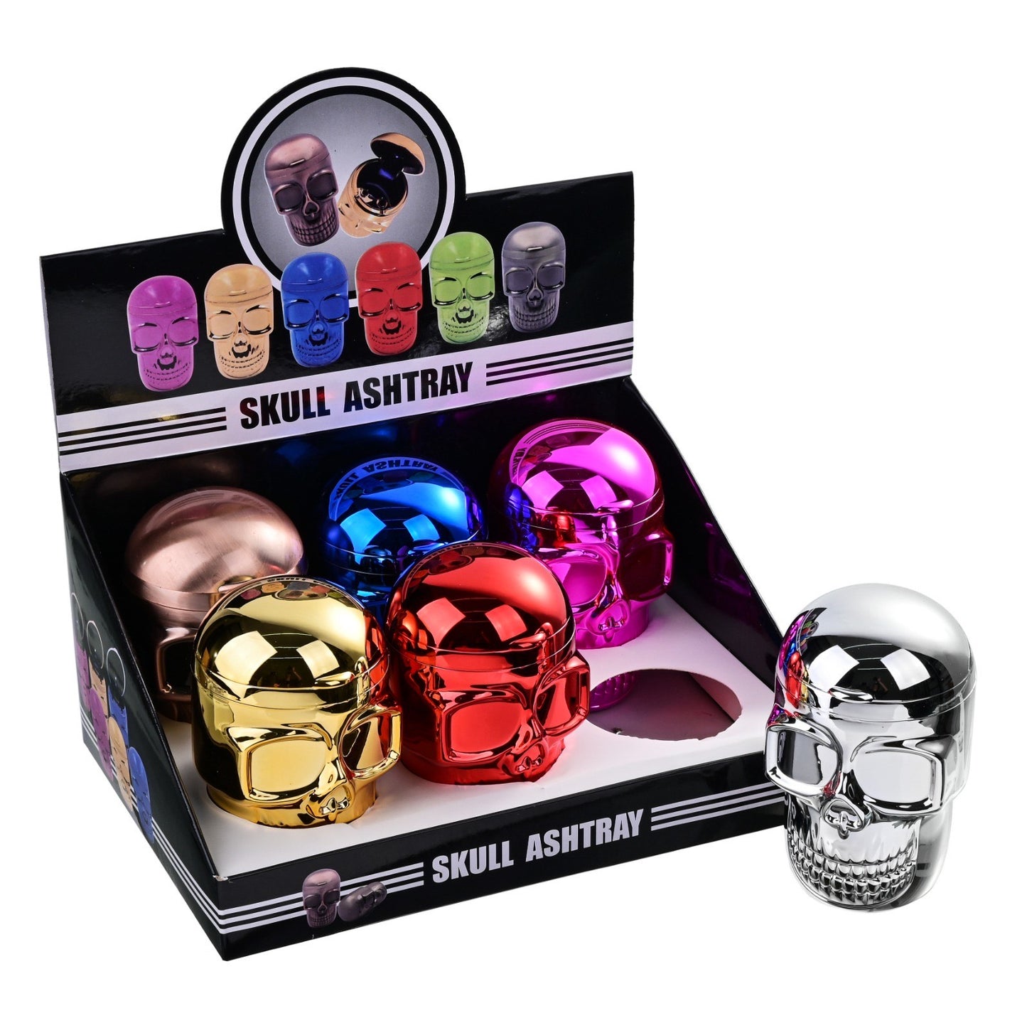 SW3012 Metallic Skull Ashtray 6ct Per pc
