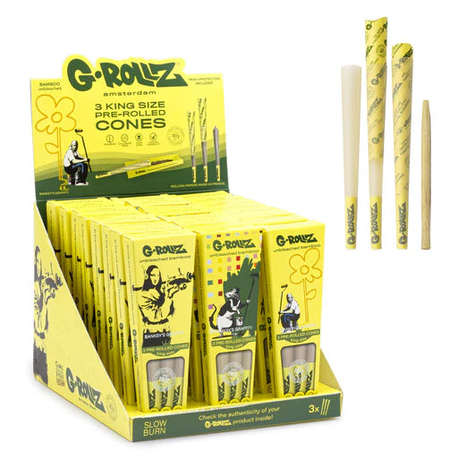 G-Rollz Cheech & Chong Unbleached Bamboo 6x 1 1/4 Cones 24pk