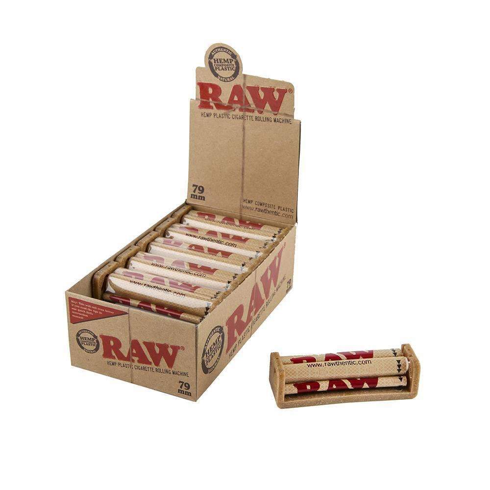Raw 79mm Hemp Plastic Adjustable Rolling Machine 12ct