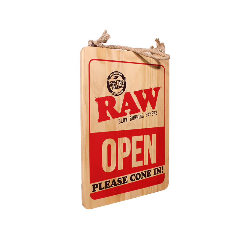 Raw Please Cone in Wooden Sign