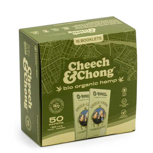 G-Rollz Cheech & Chong Bio Organic Hemp Extra Thin 50 KS Papers+Tips & Tray 16pk