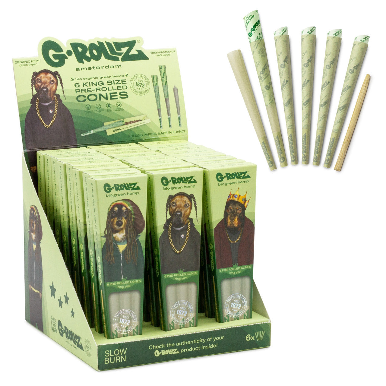 G-Rollz Cheech & Chong Bio Organic Green Hemp 6x KS Cones 24pk