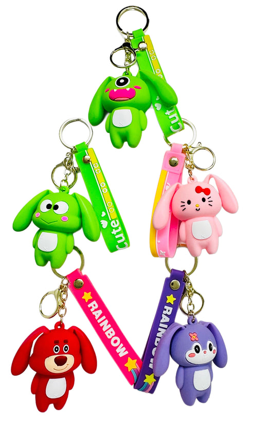 Rabbit Eared Rubber Keychains