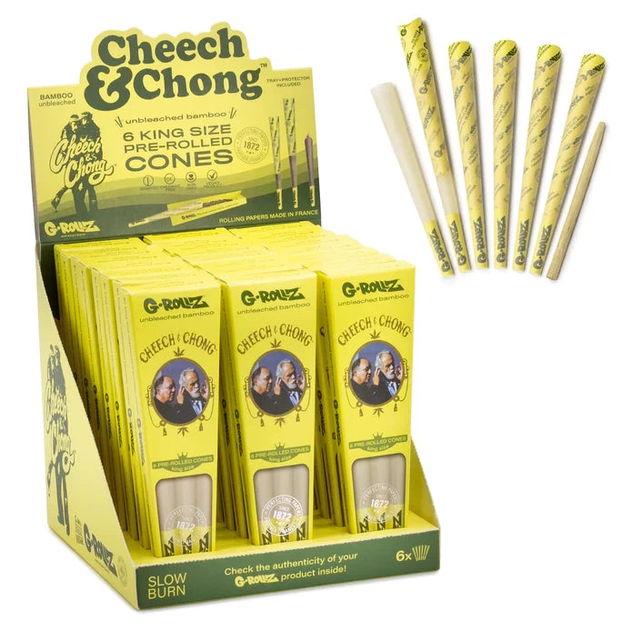 G-Rollz Cheech & Chong Unbleached Bamboo 6x KS Cones 24pk