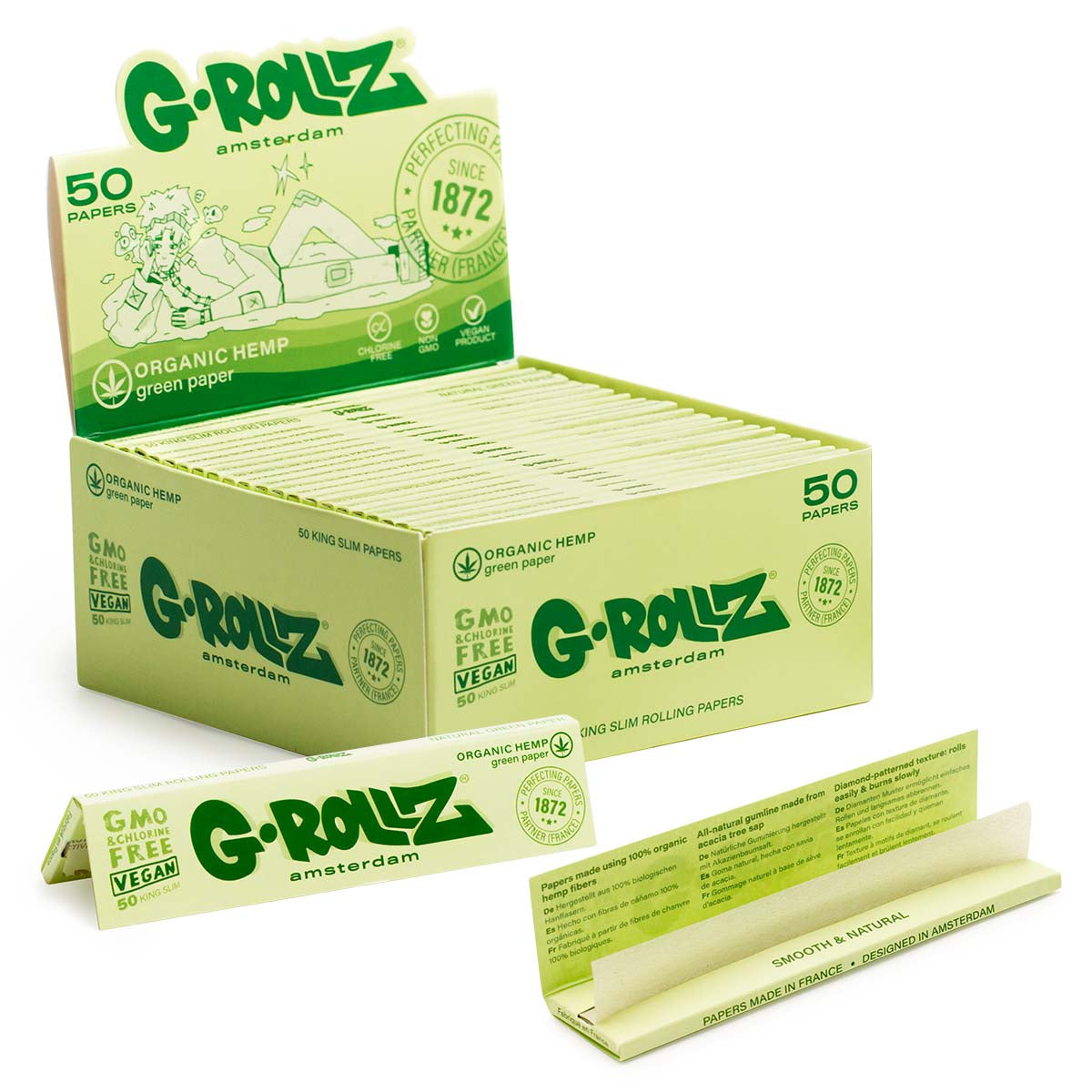 G-Rollz Organic Hemp Green Paper 50 KS Papers 50pk