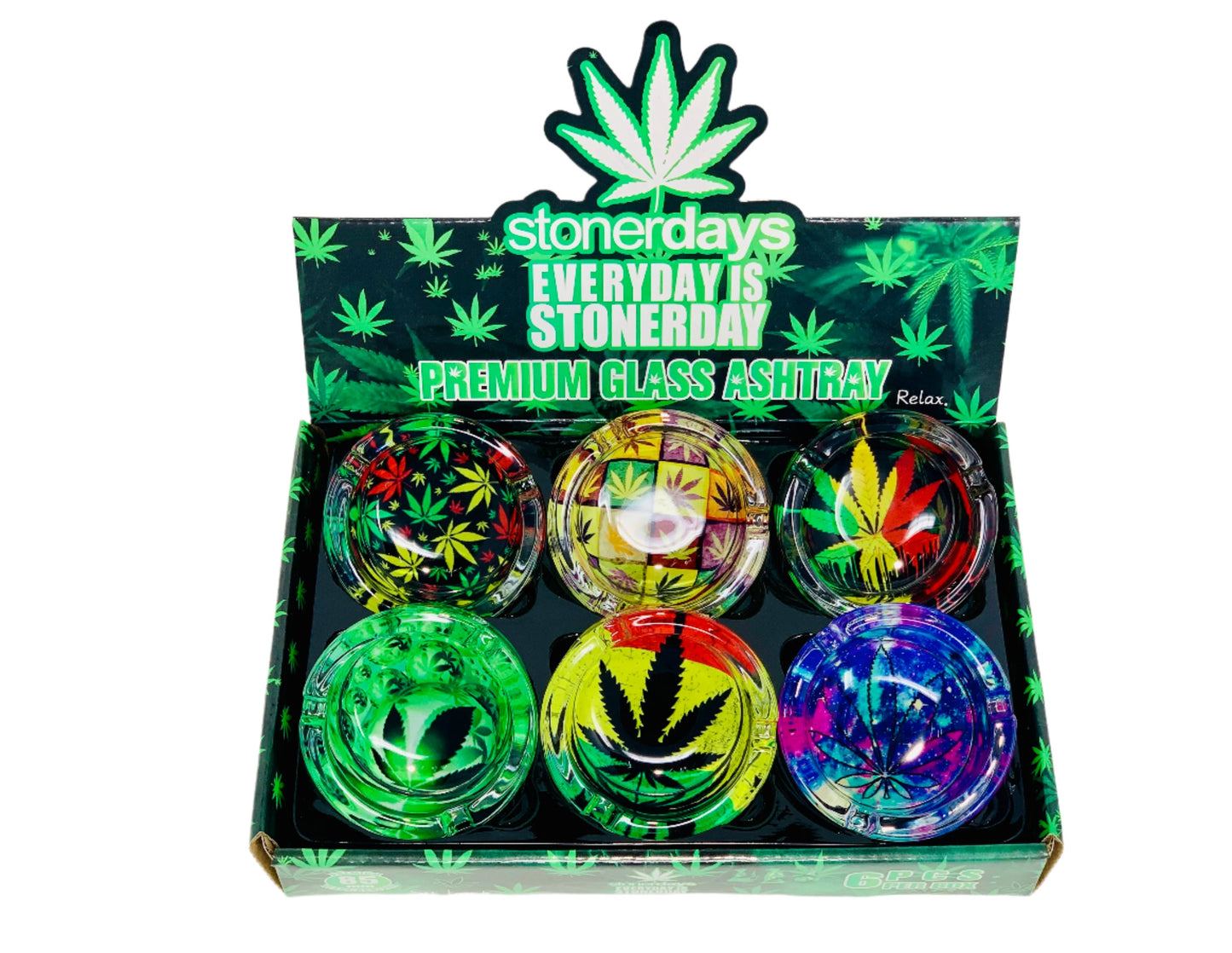 Stoner Day Round Glass Ashtray 6ct