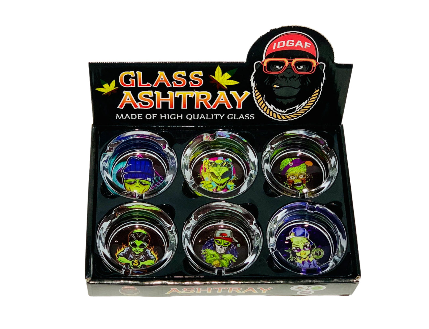 IDGAF Round Glass Ashtray 6ct