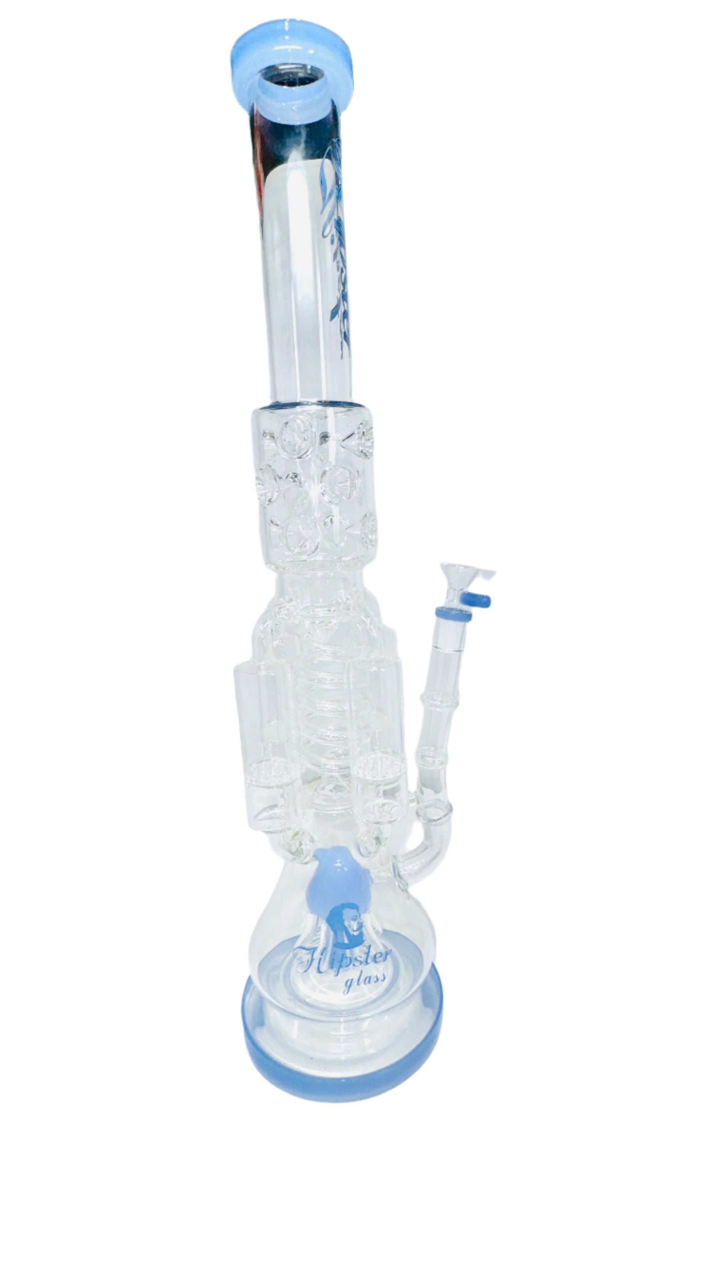 GS019 Tall Four Cylinder with Honeycomb and Inverted Tree Perc Waterpipe 22"