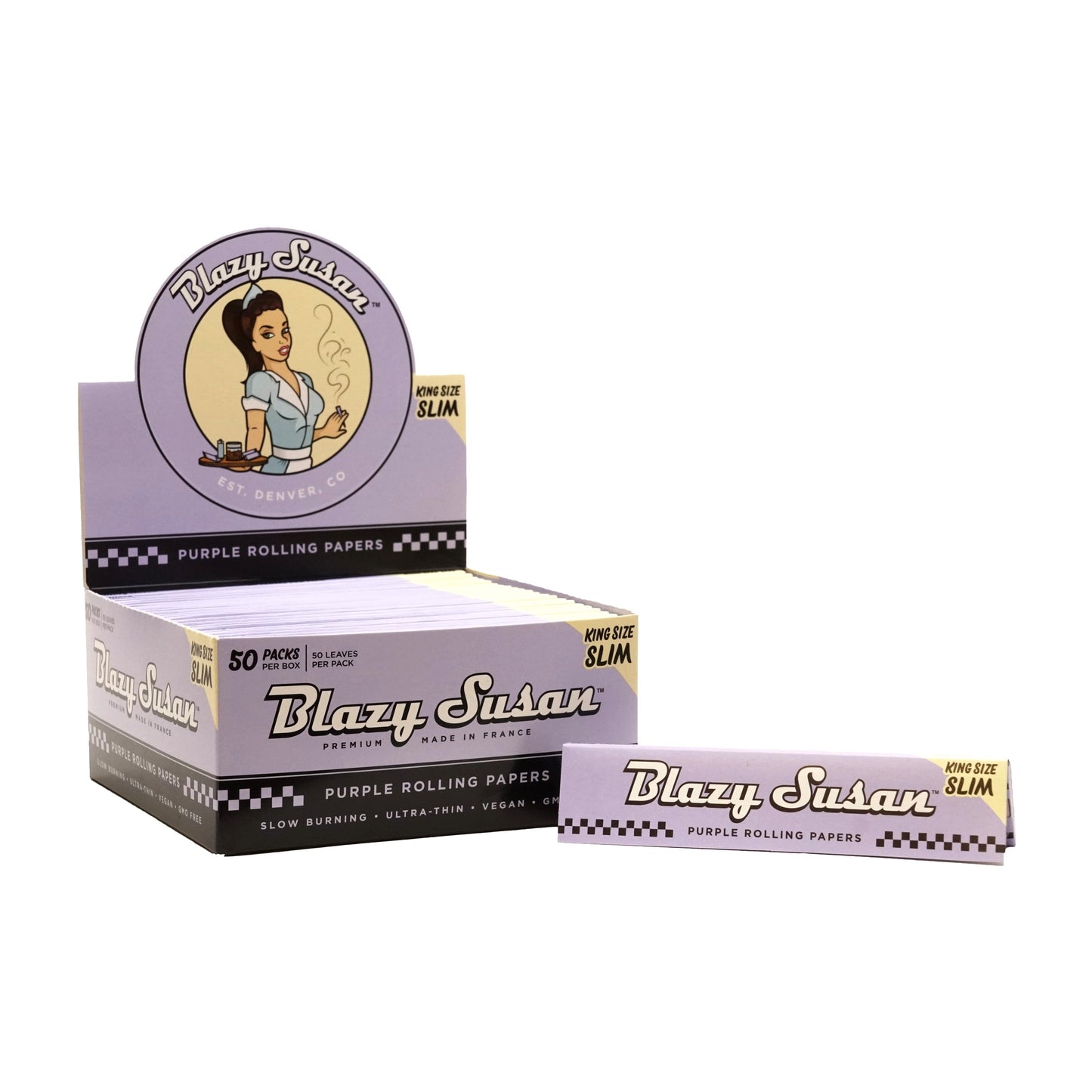 Blazy Susan Purple Rolling Paper 1-1/4| Kingsize