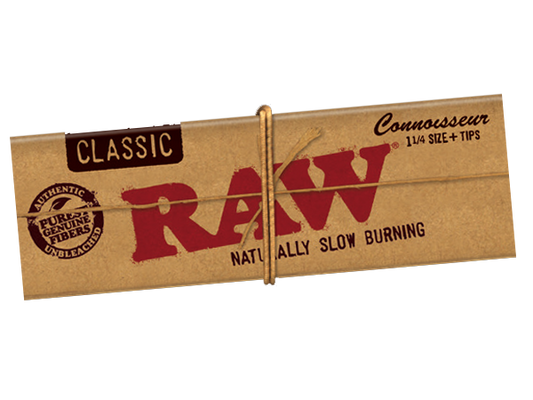 RAW Classic Connoisseur Rolling paper 1¼ + Tips 24pk