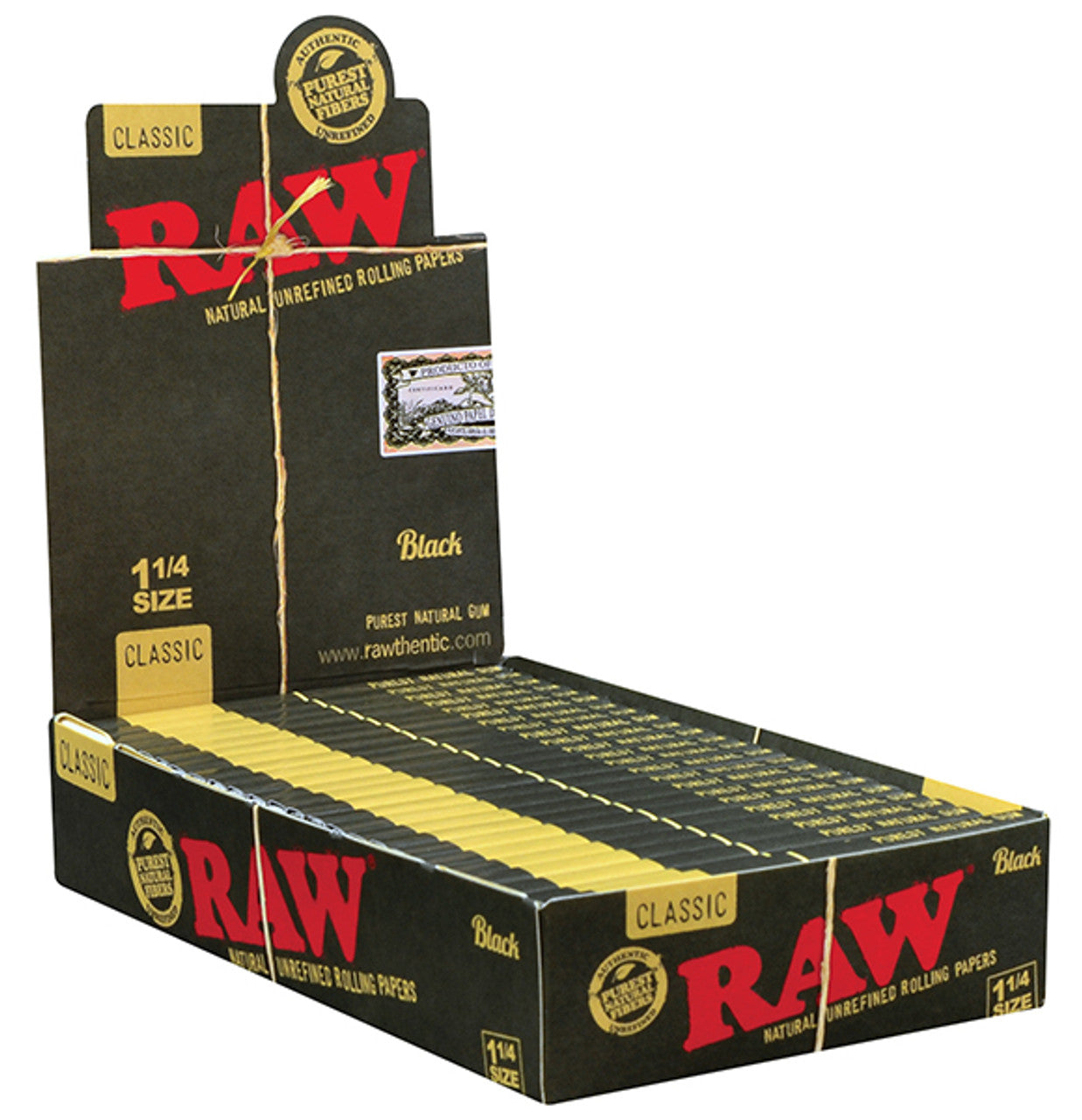 Raw Classic Black Rolling Paper 1 1/4 24ct