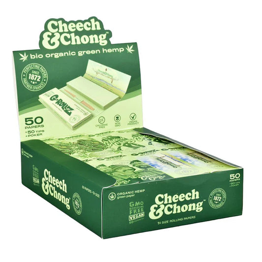 G-Rollz Cheech & Chong Bio Organic Hemp Green Paper 50 1 1/4 Papers+Tips 24pk