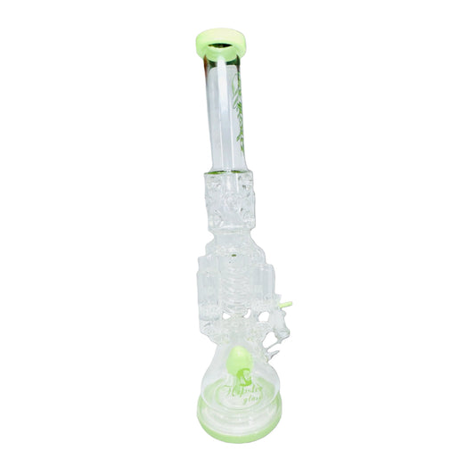 GS019 Tall Four Cylinder with Honeycomb and Inverted Tree Perc Waterpipe 22"