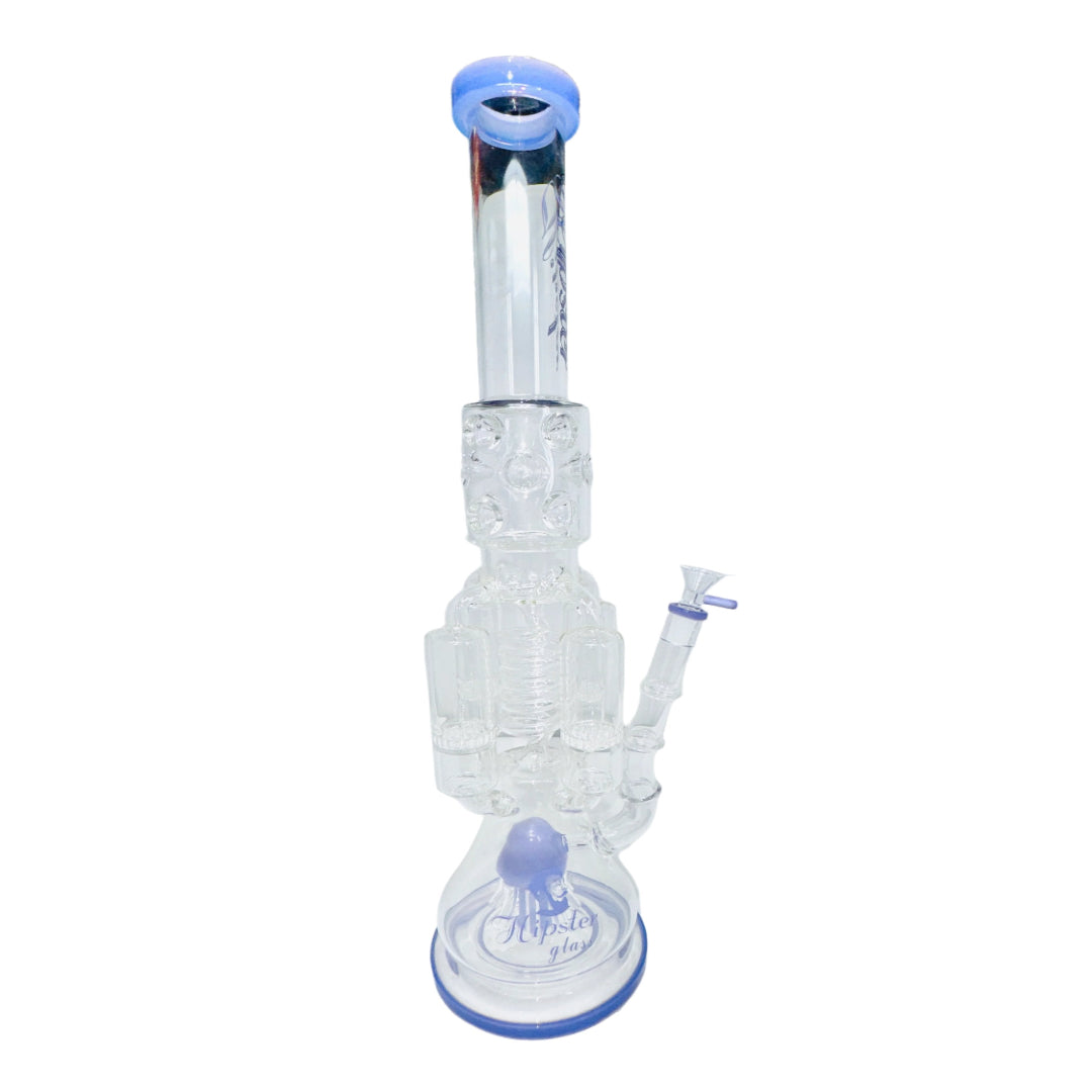 GS019 Tall Four Cylinder with Honeycomb and Inverted Tree Perc Waterpipe 22"