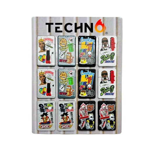 Torch Lighter:Techno Artist Flip Lighter 19609D 12ct