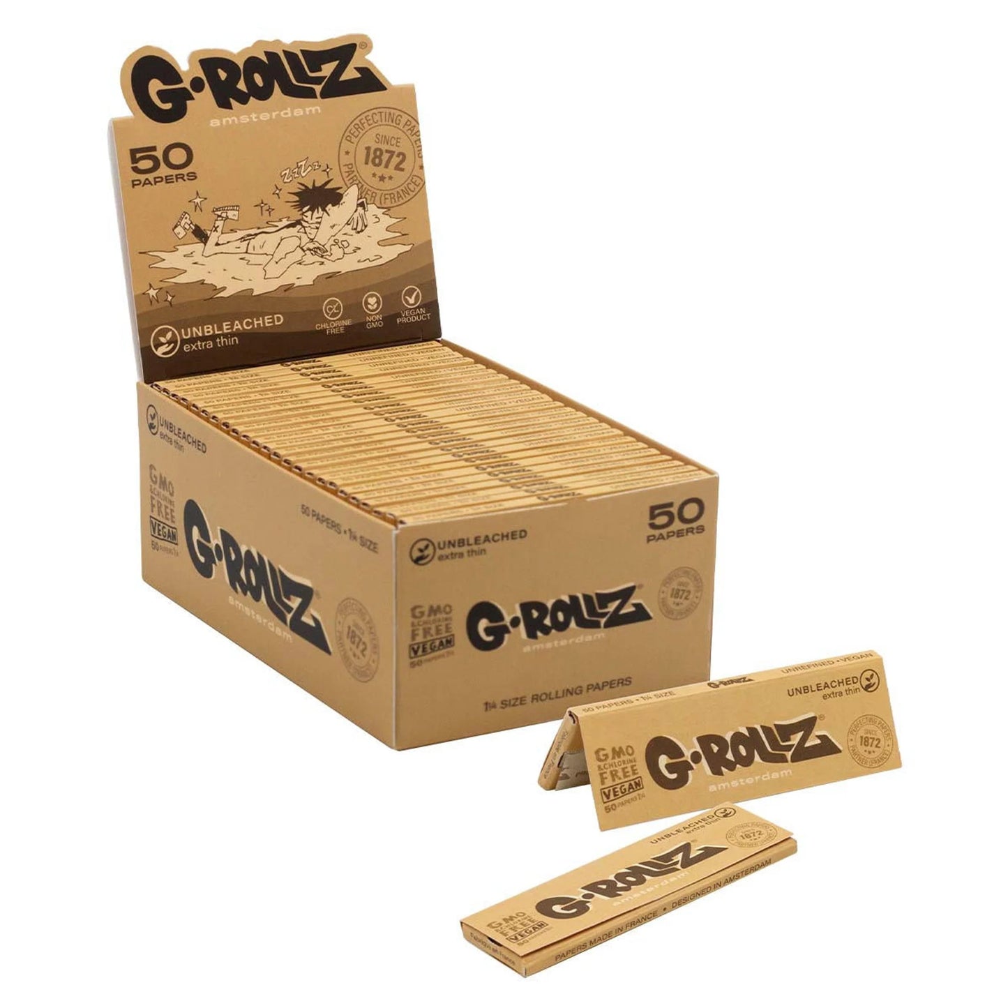 G-Rollz Unbleached Extra Thin 50 1 1/4 Papers 50pk