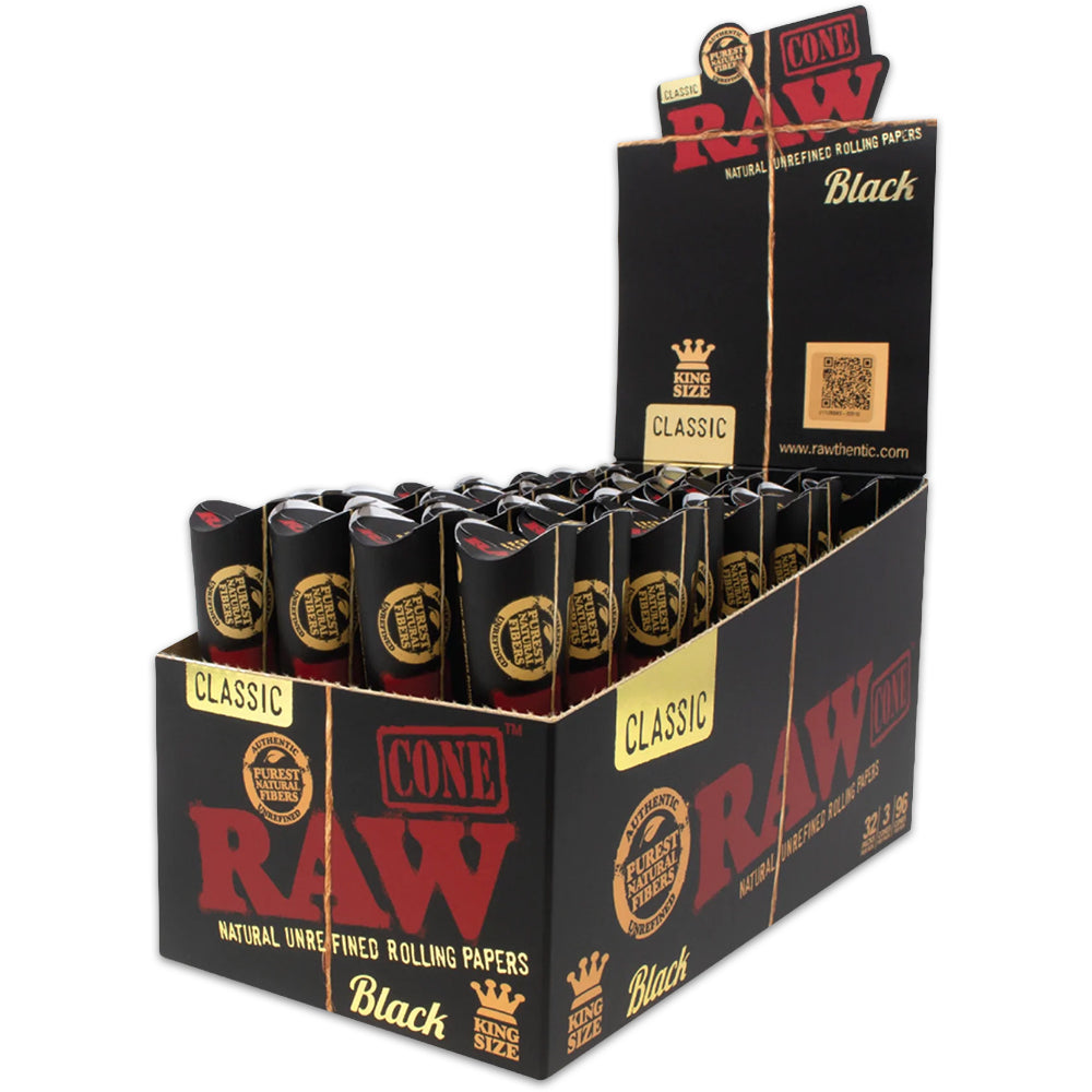 RAW Classic Black Kingsize Cones 3ct 32pk