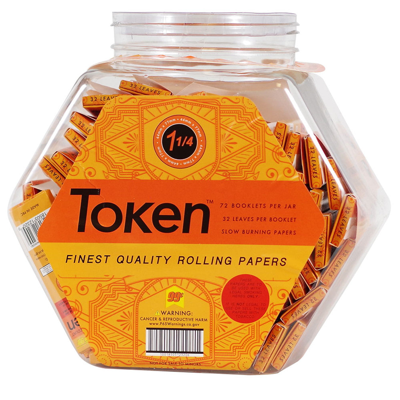 Token Rolling Papers 1 1/4 Size 72ct Jar